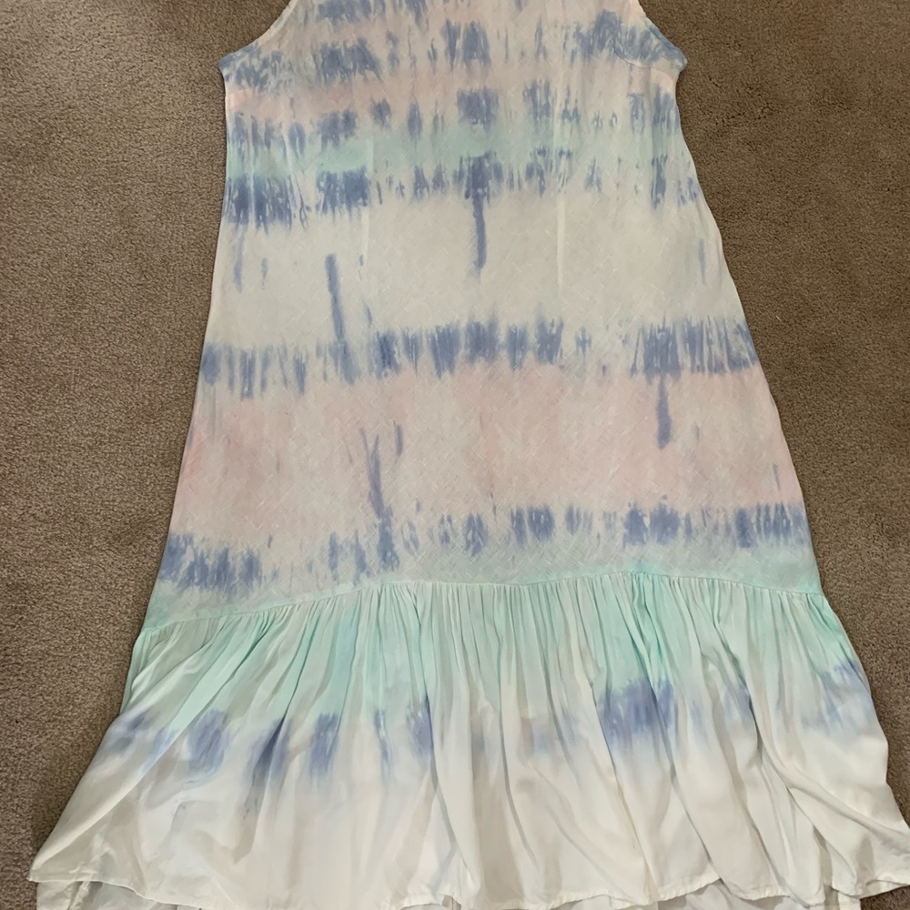CHARLIE B Blue and Pink Ruffled Tiered Maxi Sundress - Picture 3 of 16